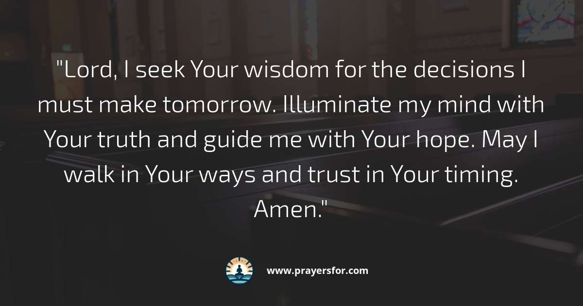 Prayer to place tomorrow in God's hands tonight