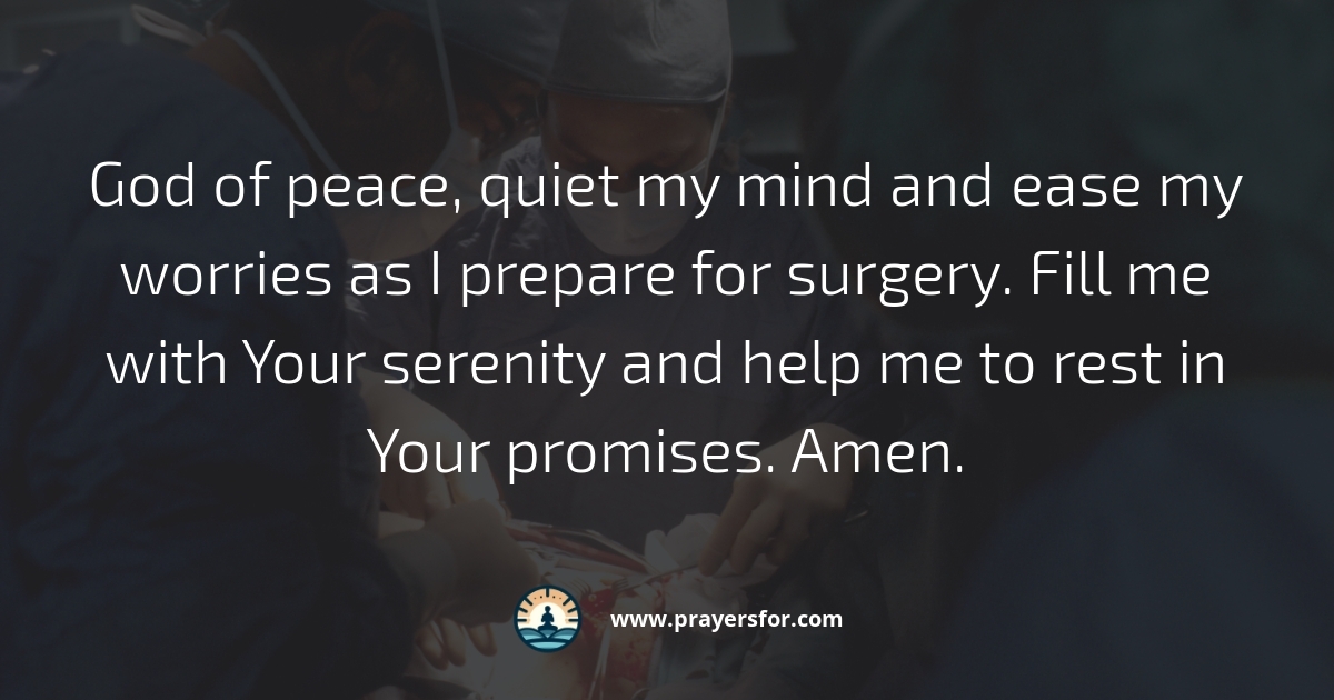 Prayer for peace before surgery and trust in God