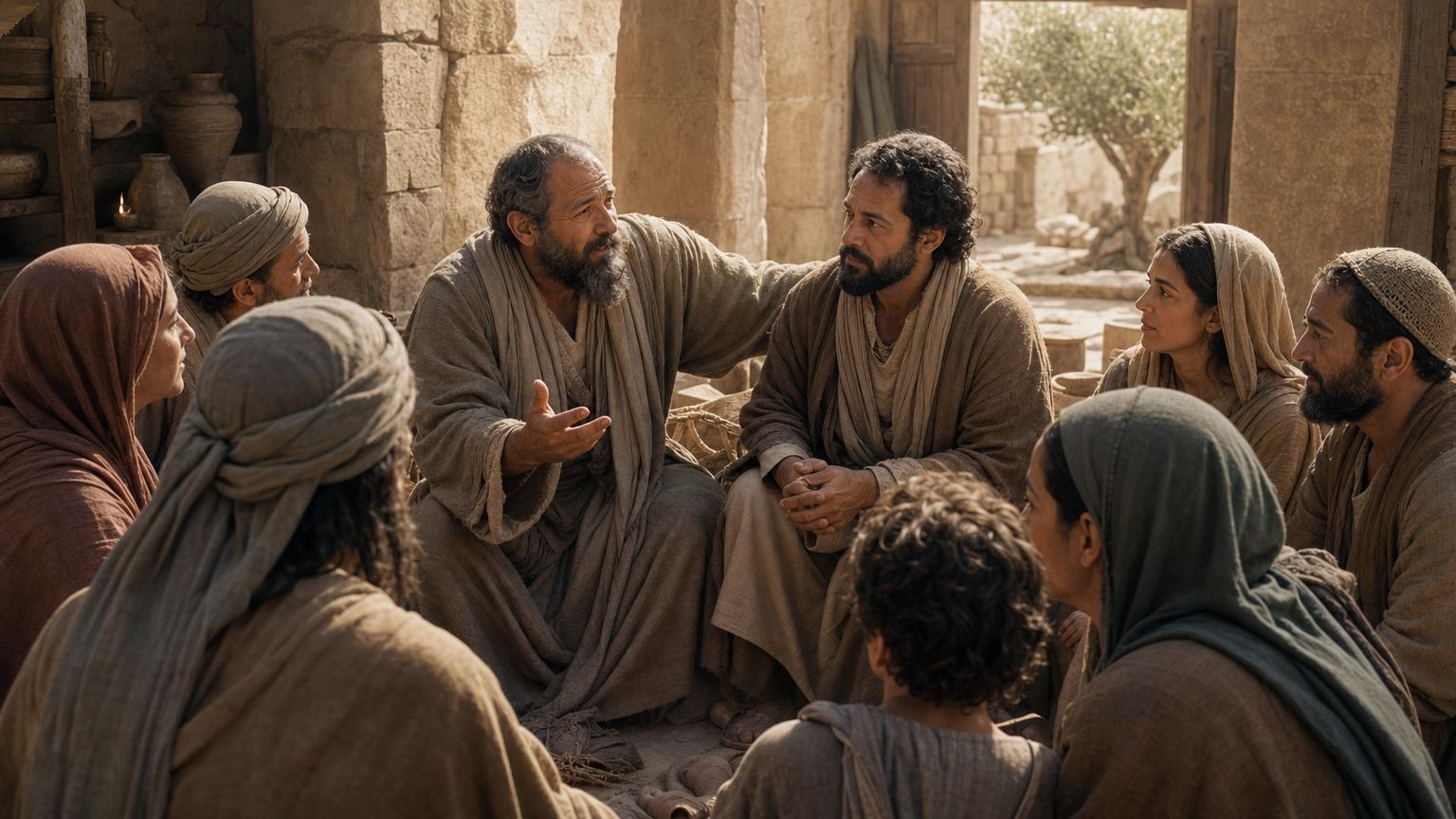 Paul and Barnabas strengthening early believers to continue in the faith through hardship