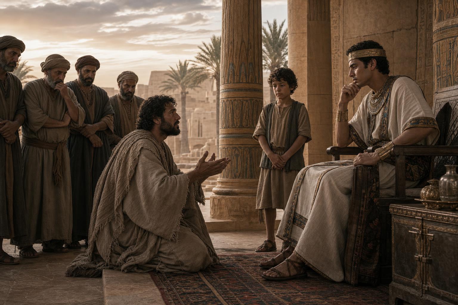 Judah offering himself in Benjamin's place before Joseph in Egypt