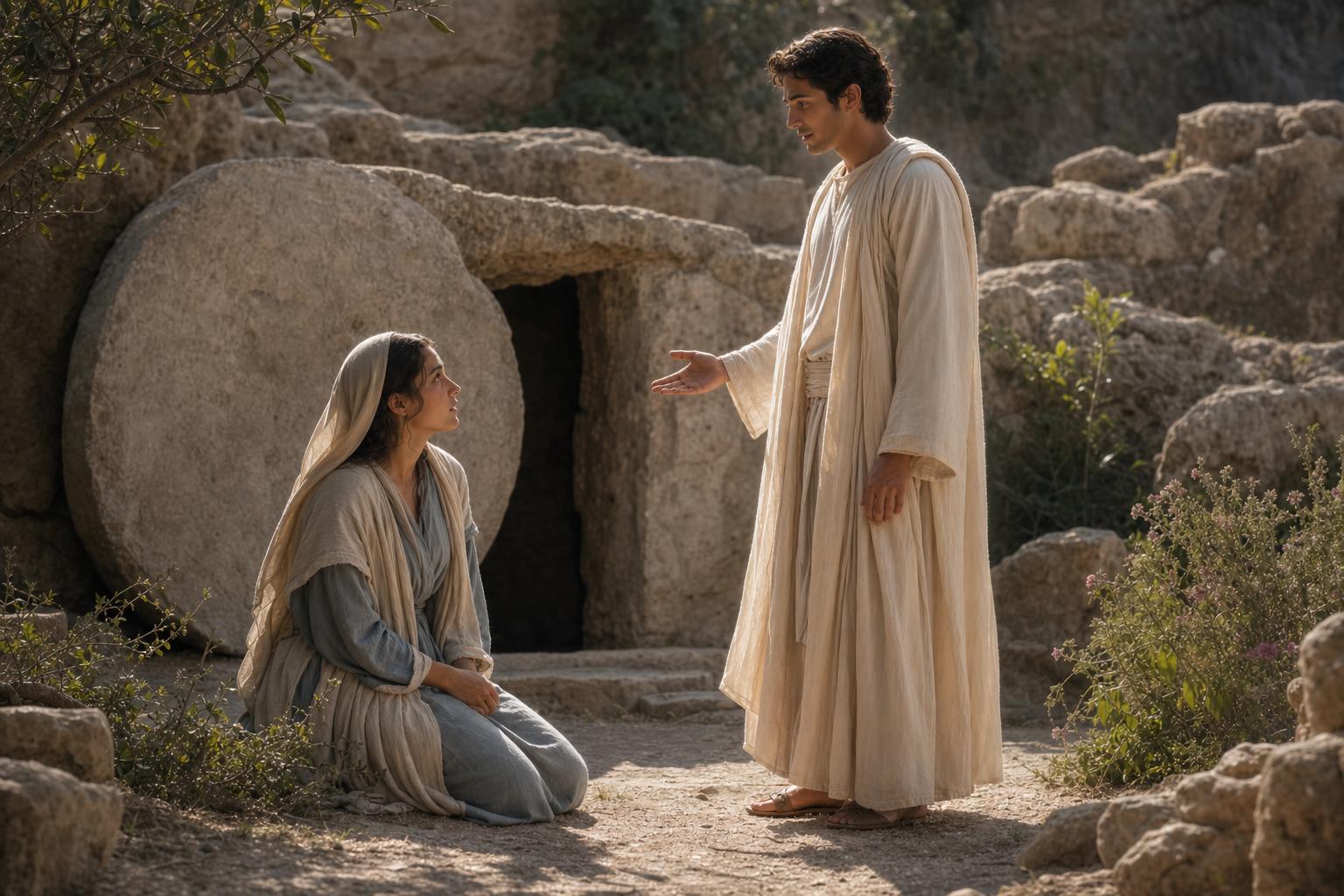 Jesus speaking to Martha about being the resurrection and the life