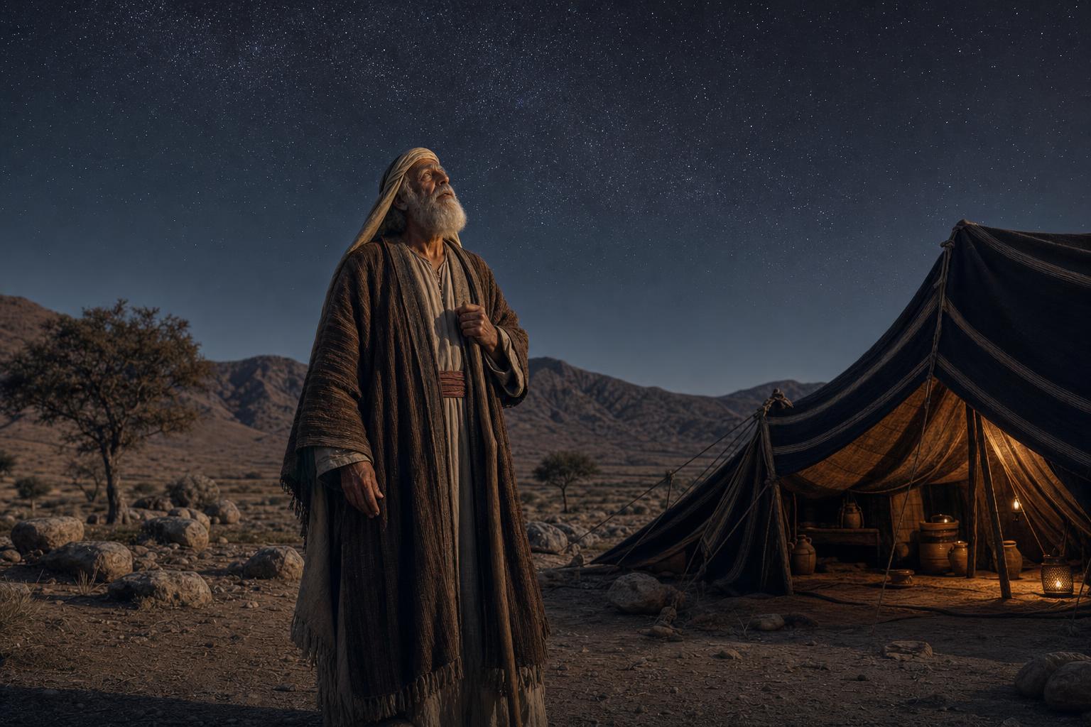 Abraham looking at the stars as God counts his faith as righteousness