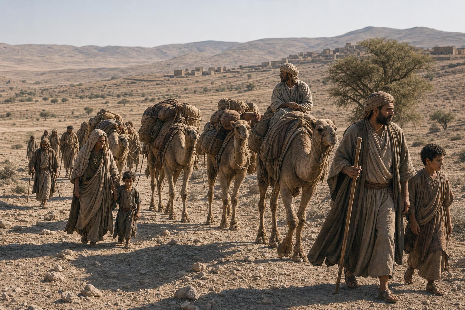 Ishmaelite traders crossing the desert, representing Ishmael's descendant line
