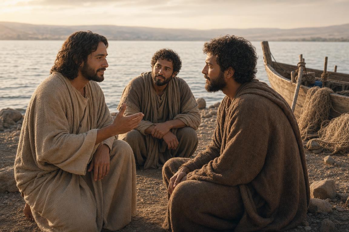 Simon Peter near the Sea of Galilee as Jesus calls him into discipleship