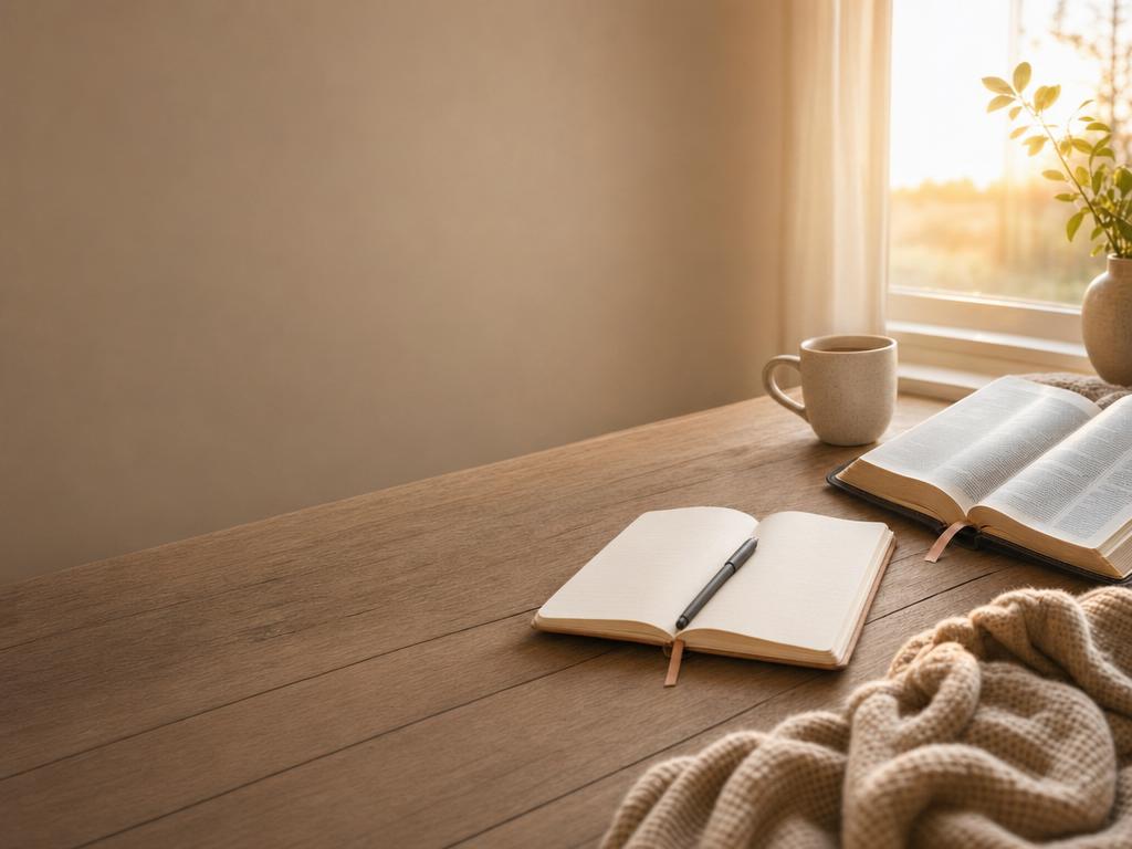 An open Bible and journal on a table during quiet devotional time