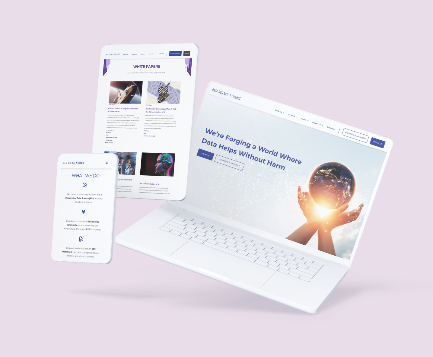 A photo of high fidelity mockups I created from the final launch of the company website