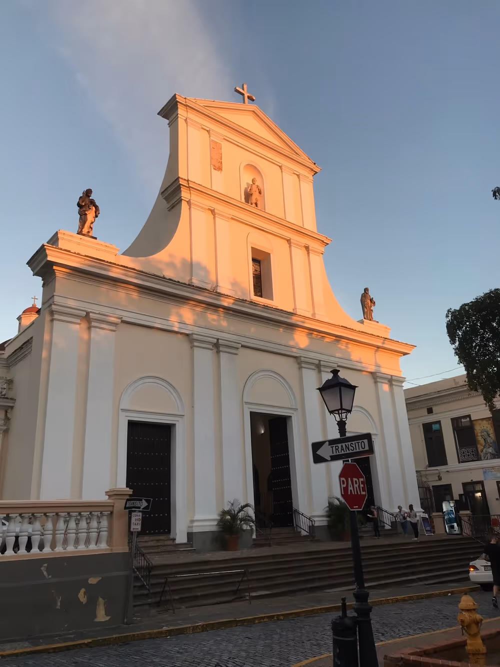 Historic architecture in Old San Juan at sunset