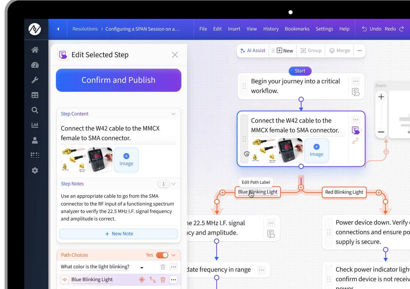 A flow chart being edited by a subject-matter-expert in seconds