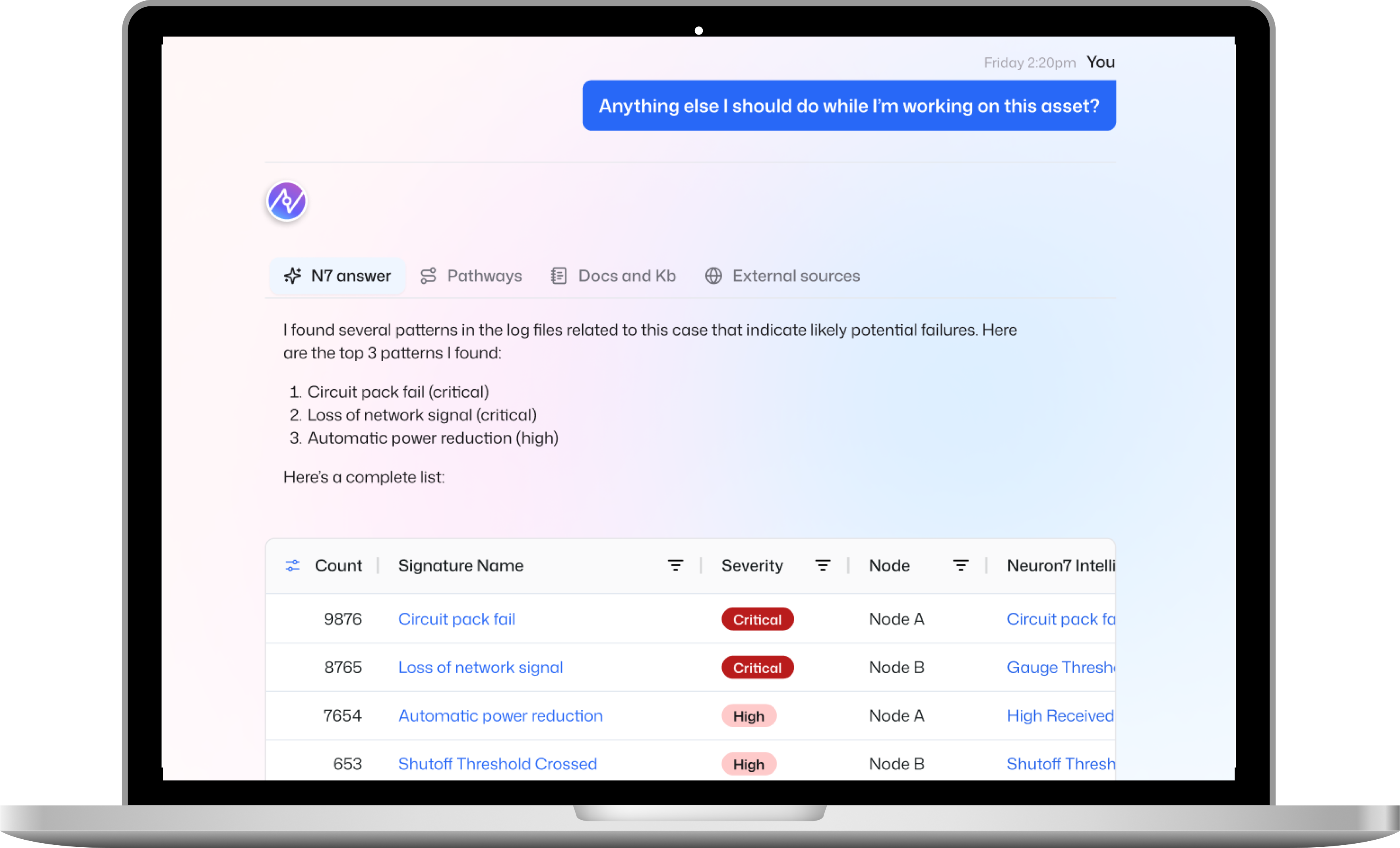 A guided Q&A pathway on a mobile device making it easy for a technician to triage an issue