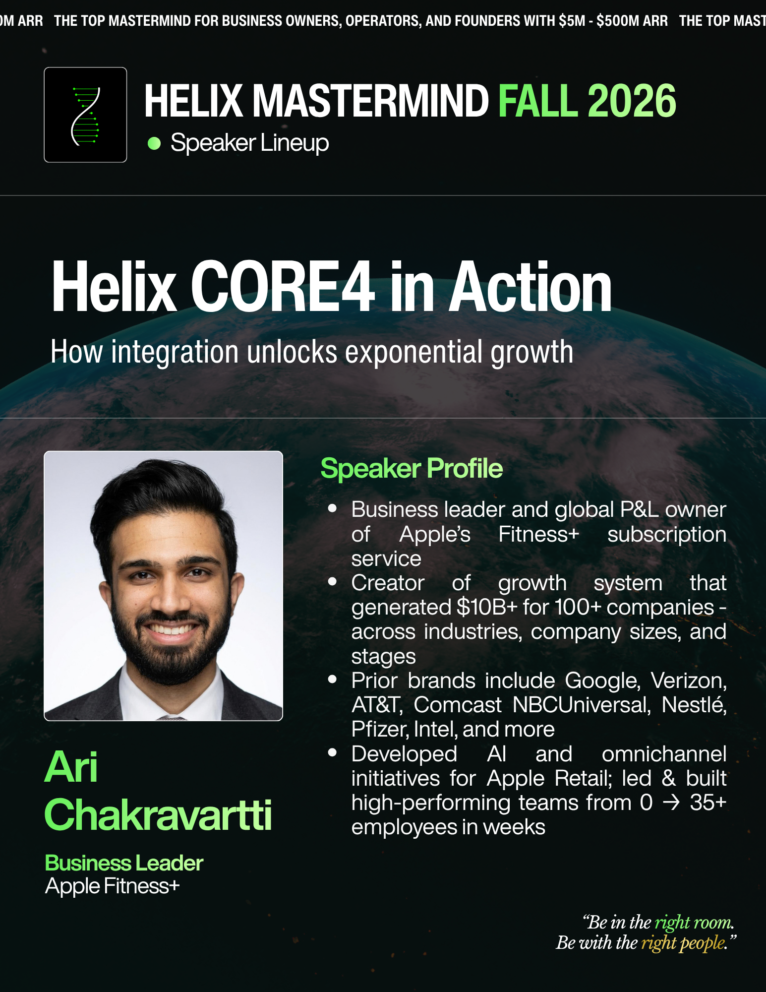 Ari Chakravartti — Helix Core 4 in Action. Sunday, October 18 · 11:45 AM