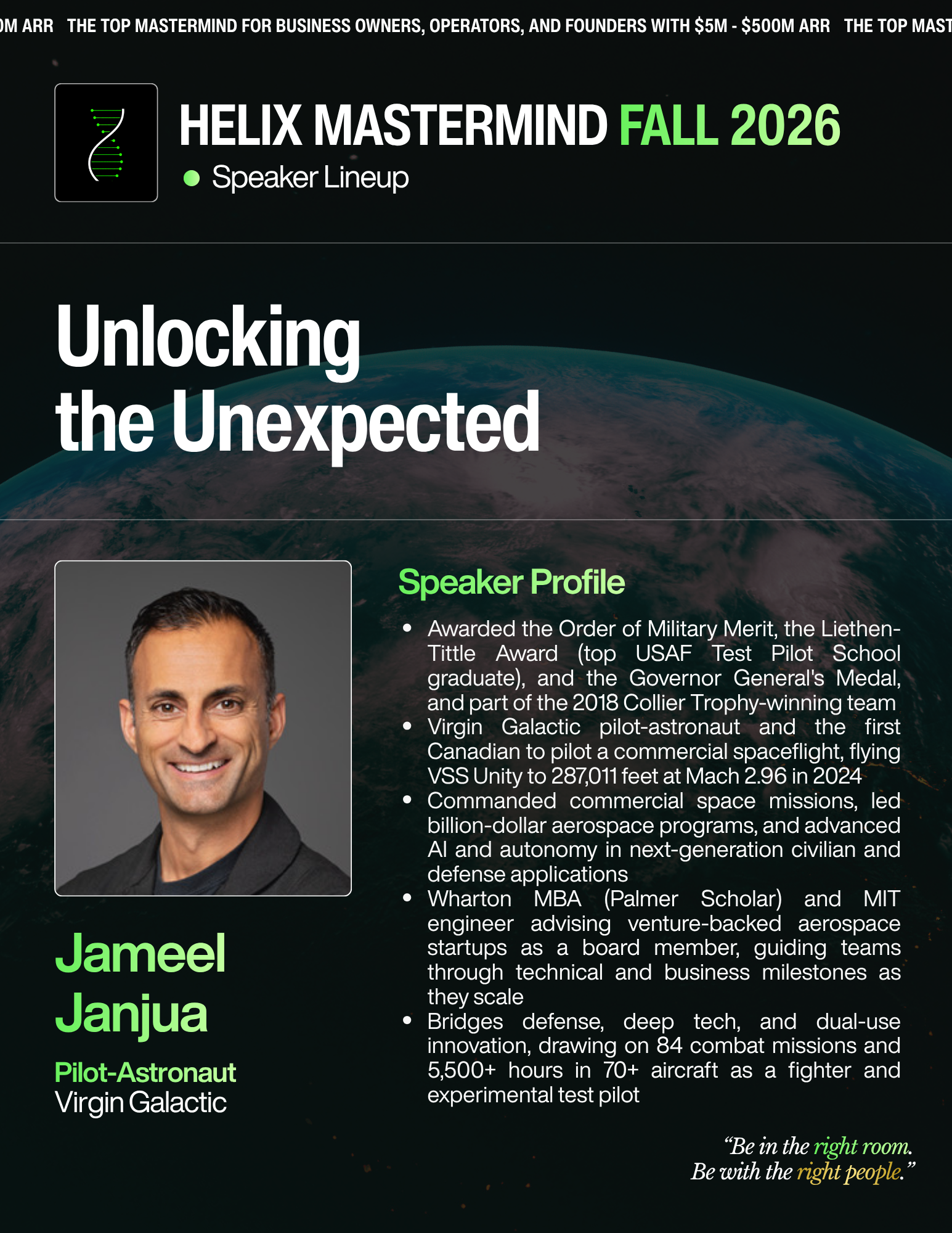 Jameel Janjua — Unlocking the Unexpected: How curiosity and connection become our greatest leverage. Saturday, October 17 · 1:45 PM