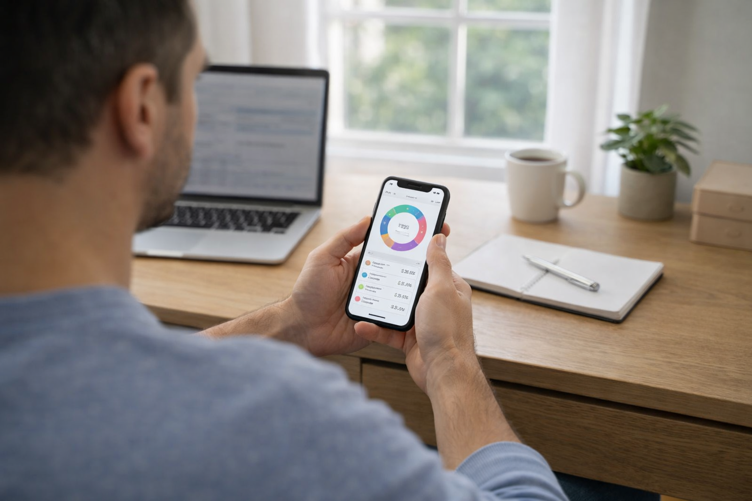 Adult with ADHD using a budgeting app to manage money effectivel