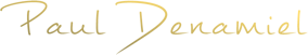 Paul Denamiel signature-style text logo in gold.