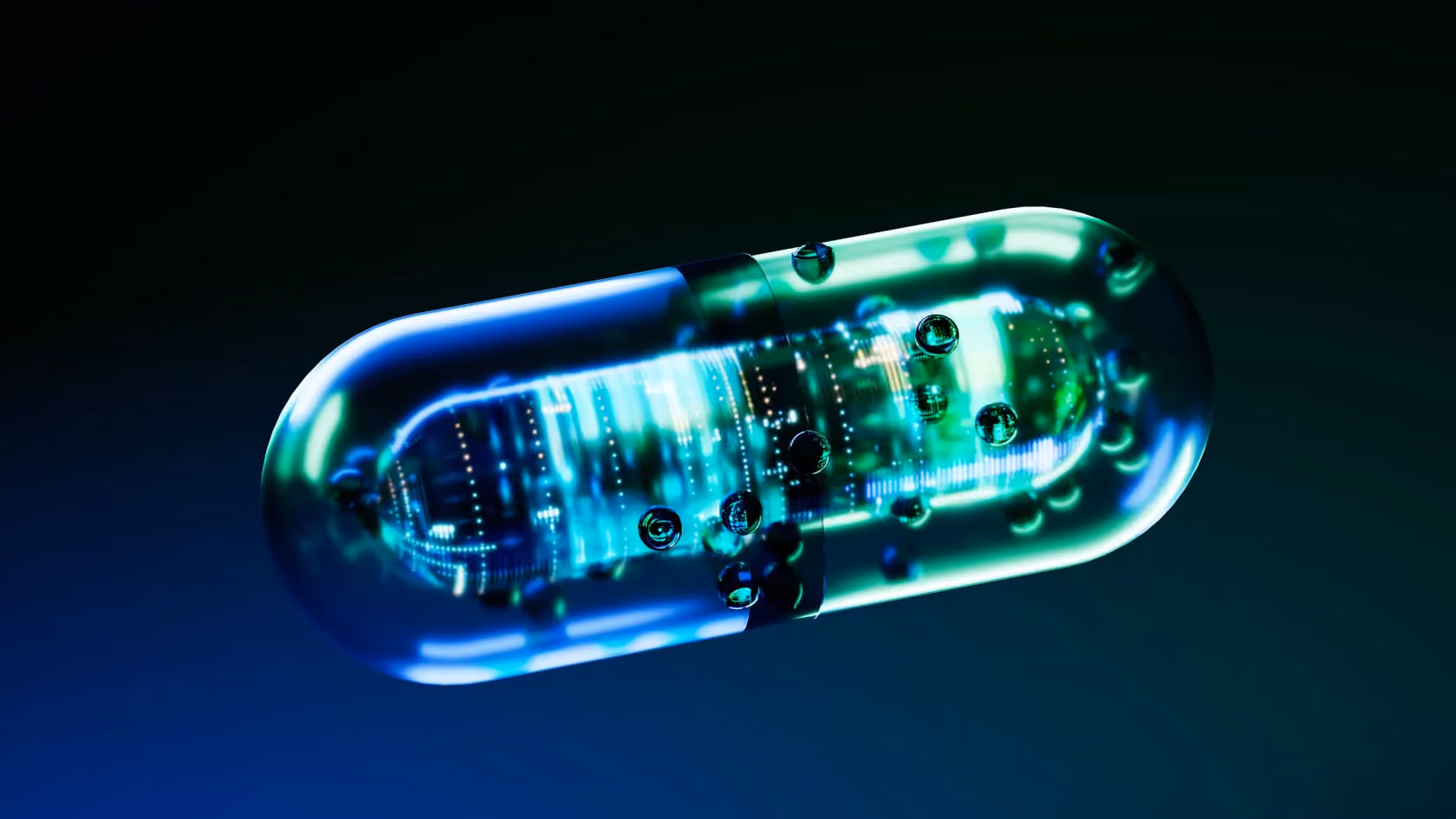 A pill capsule with a mini computer inside. 