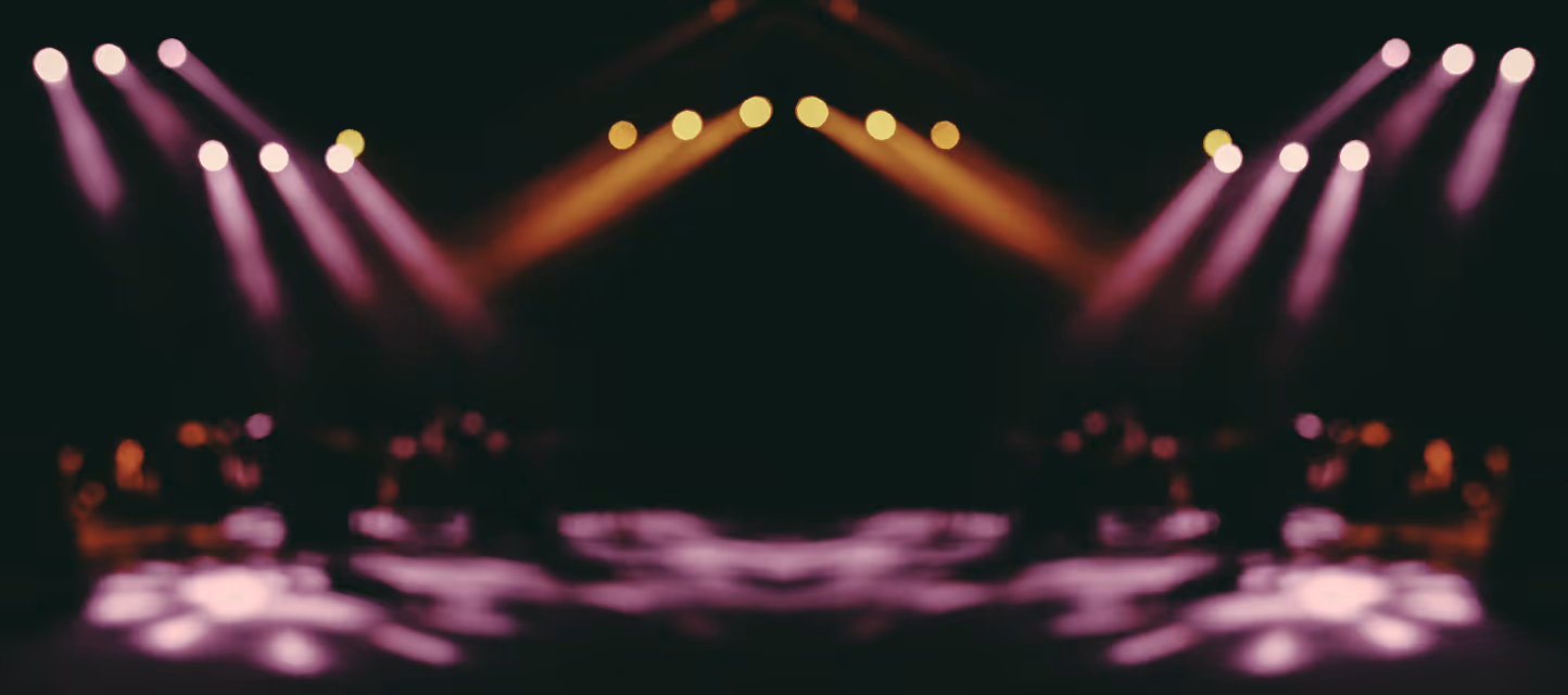 Stage with multi-spot lights resembling the world stage for global brands.