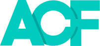 Logo displaying the acronym ACF in turquoise.