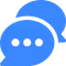 Blue chat bubble icon symbolizing conversation, messaging, or AI communication