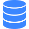 Blue cylindrical database icon symbolizing data storage or silos