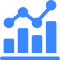 Blue bar chart with line graph icon symbolizing predictive analytics and data insights