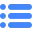 Blue list menu icon with three horizontal lines on a transparent background