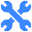 Blue crossed wrenches icon symbolizing tools or settings on a transparent background