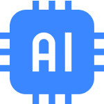 Blue user profile icon with gear symbol representing staff augmentation, settings, or management