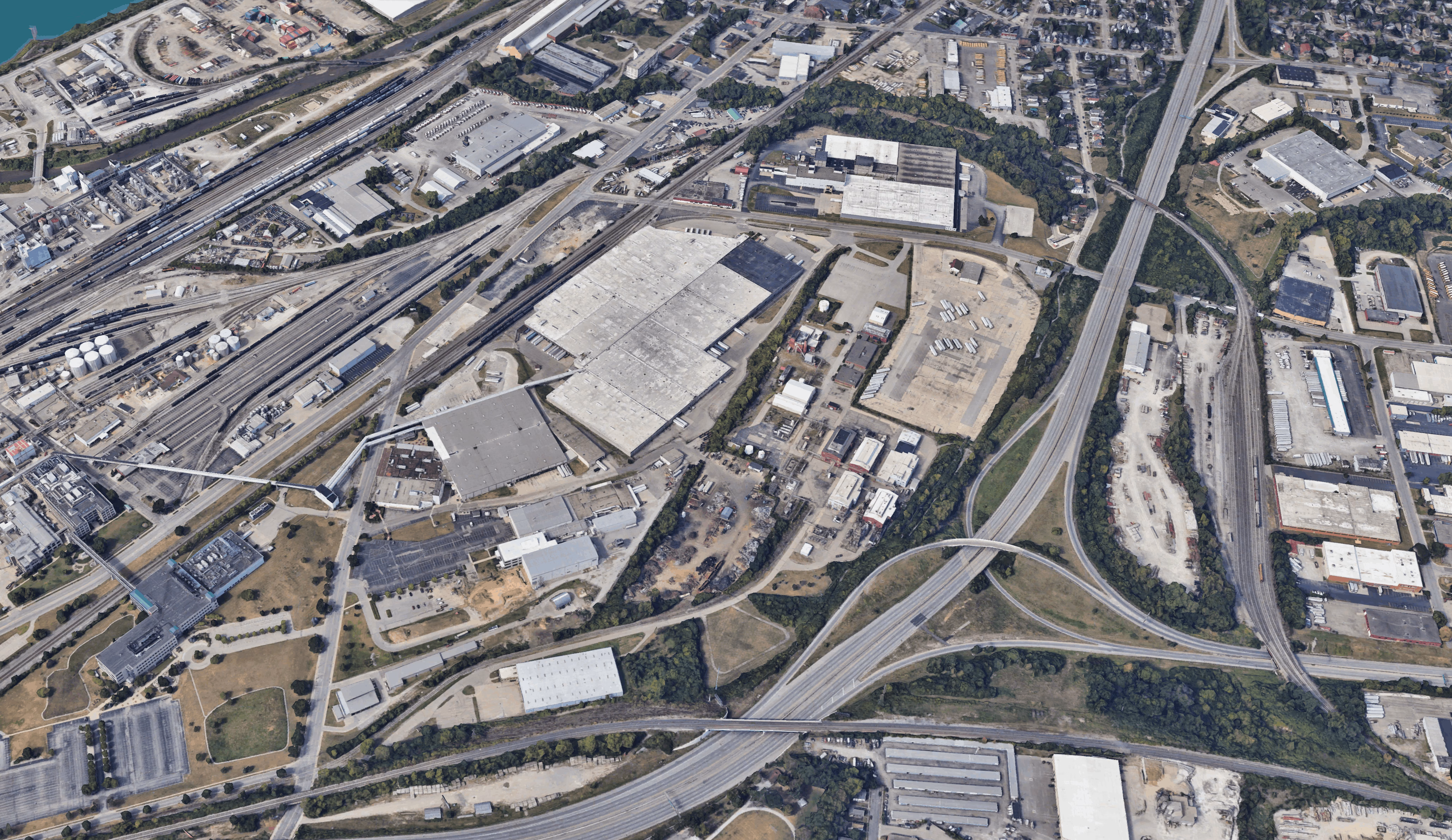Aerial view of St. Bernard Vine Street logistics facility