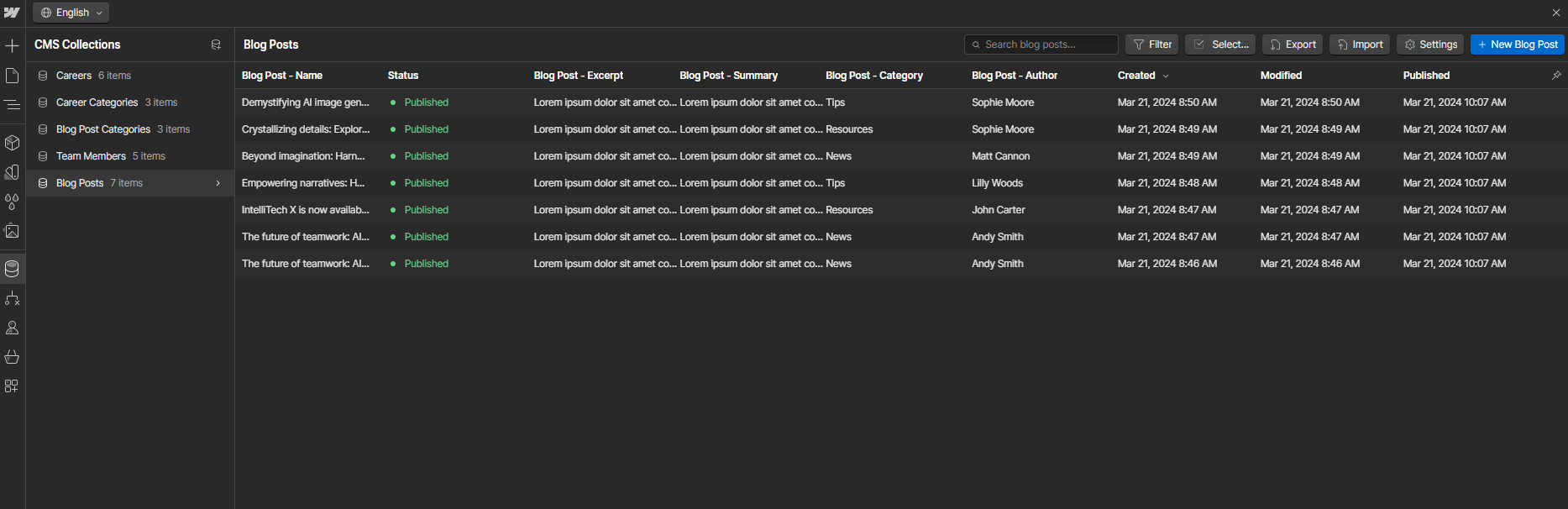CMS Collection - IntelliTech X Webflow Template