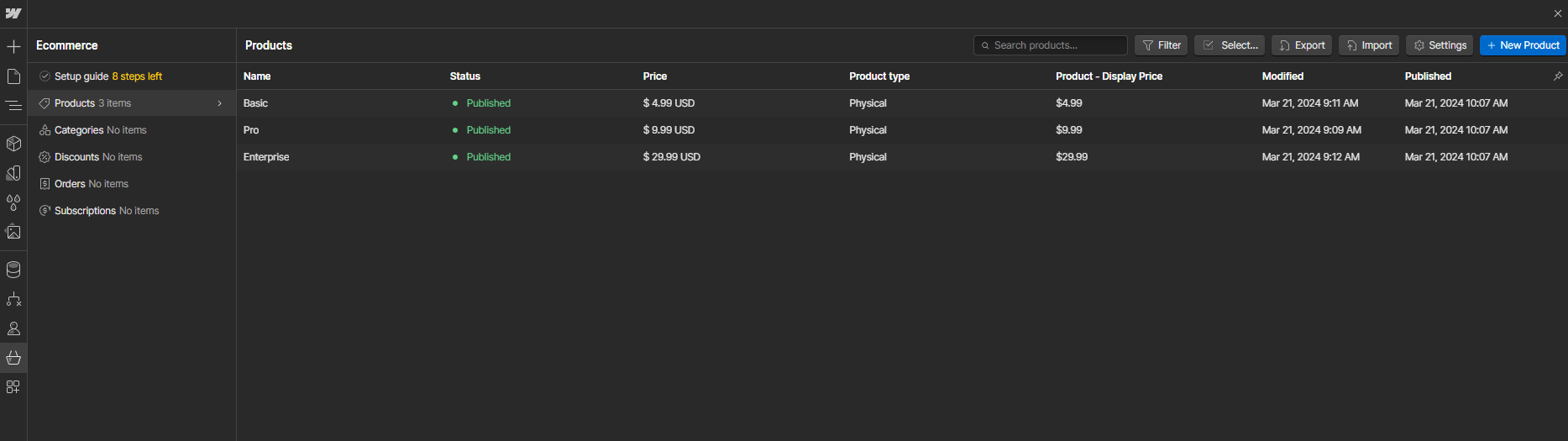 Ecommerce Collection - IntelliTech X Webflow Template