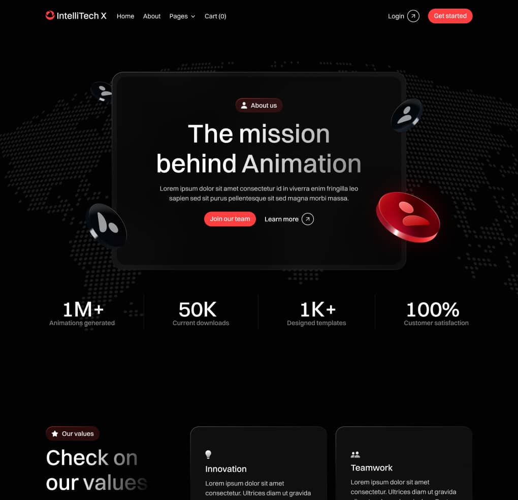 IntelliTech X - About Page - Motion Design System Webflow Template