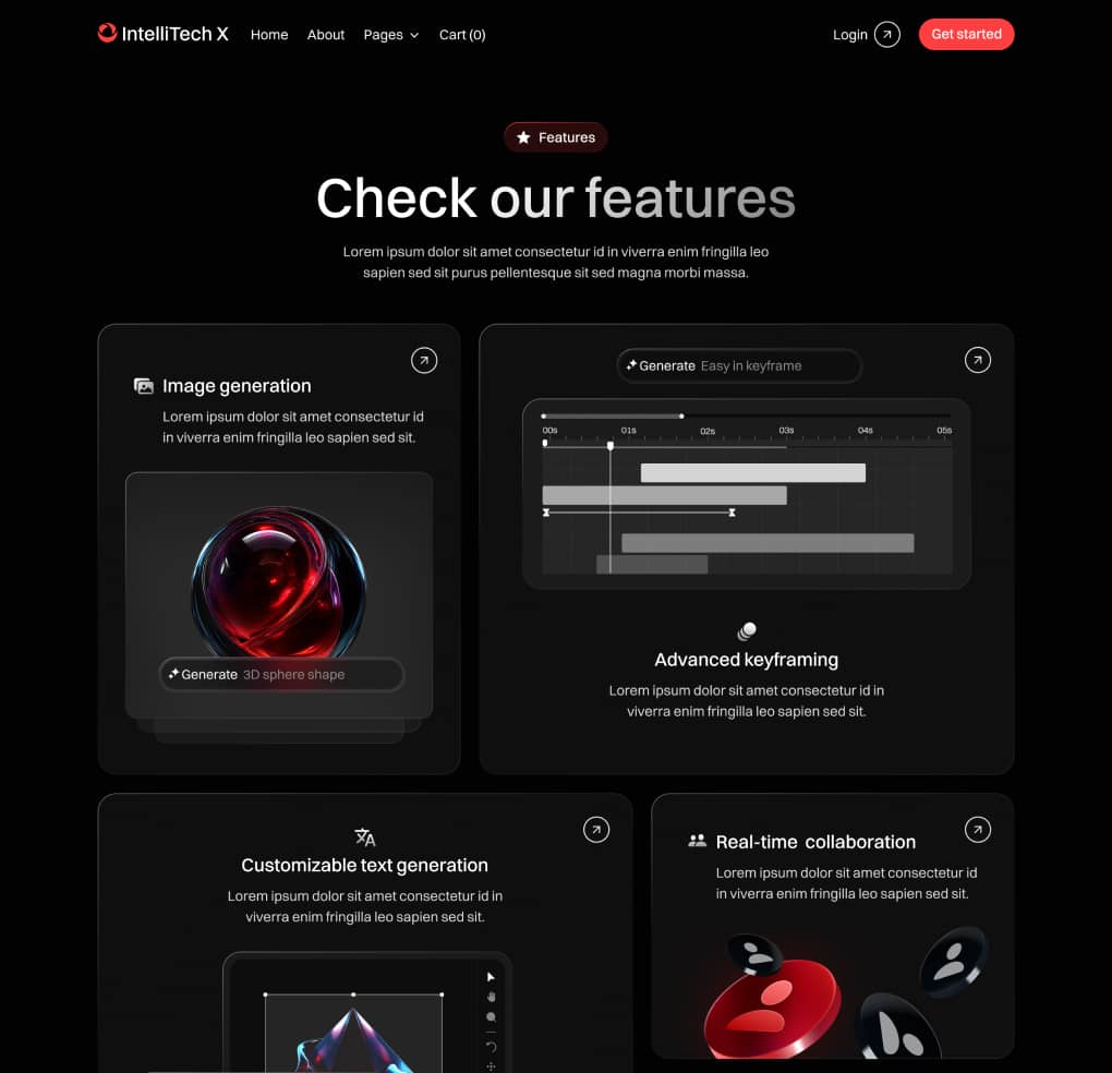 IntelliTech X - Features Page - Motion Design System Webflow Template