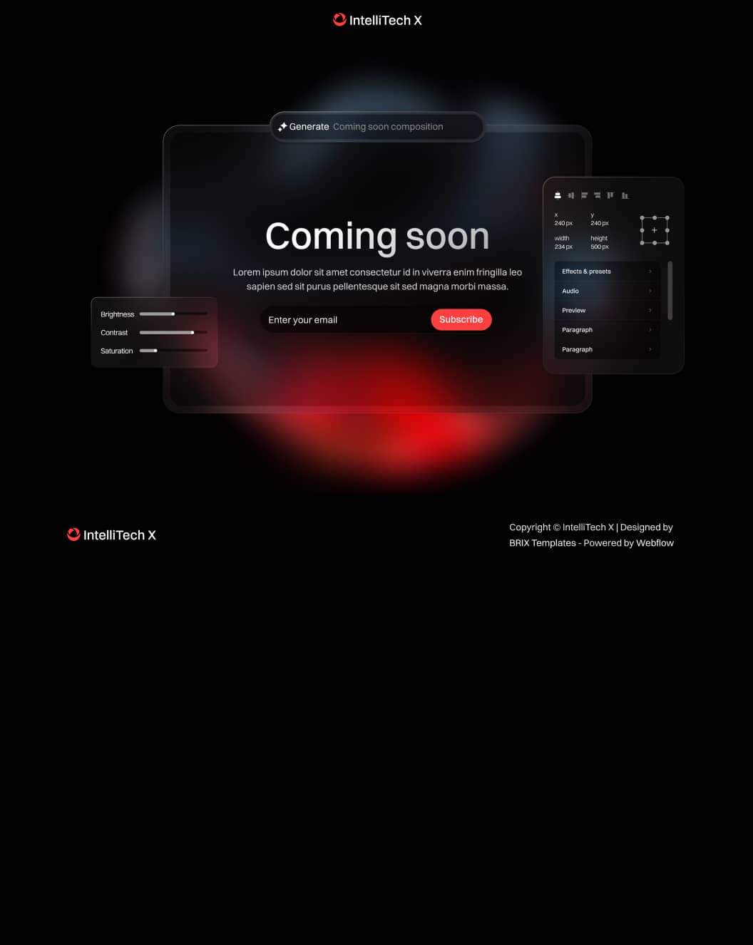 IntelliTech X - Coming Soon Page - Motion Design System Webflow Template