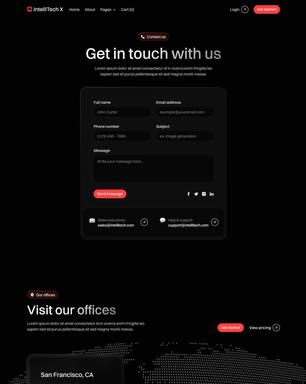 IntelliTech X - Contact V1 Page - Motion Design System Webflow Template