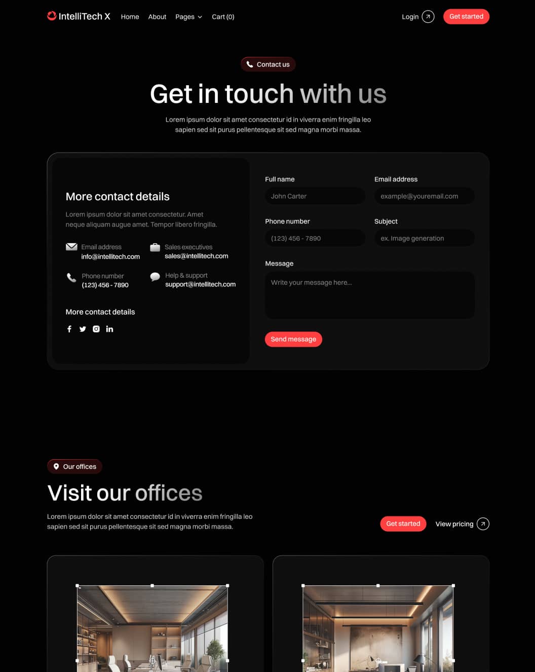 IntelliTech X - Contact V3 Page - Motion Design System Webflow Template
