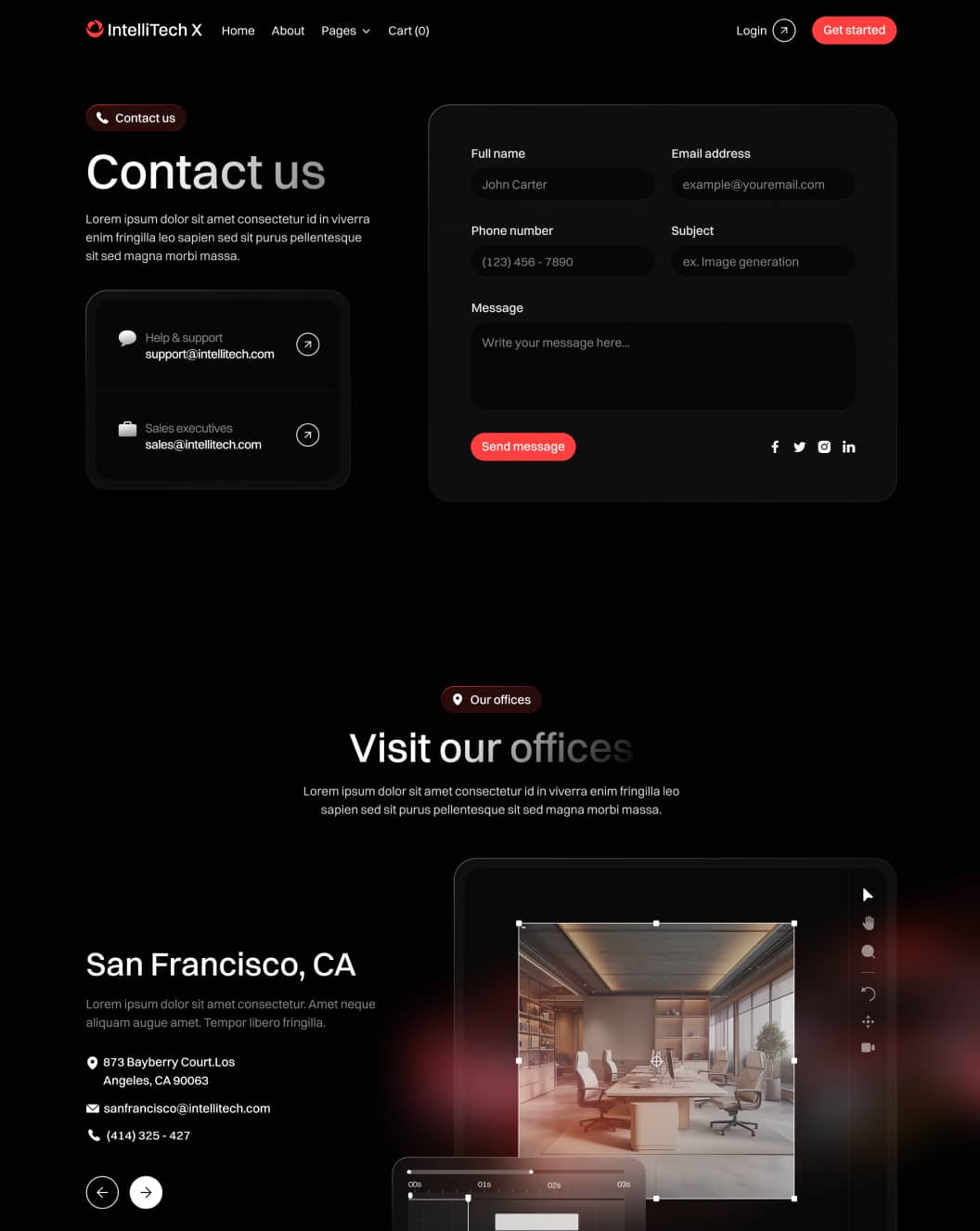 IntelliTech X - Contact V2 Page - Motion Design System Webflow Template