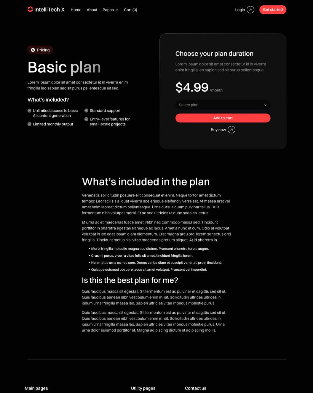 IntelliTech X - Pricing Single Page - Motion Design System Webflow Template