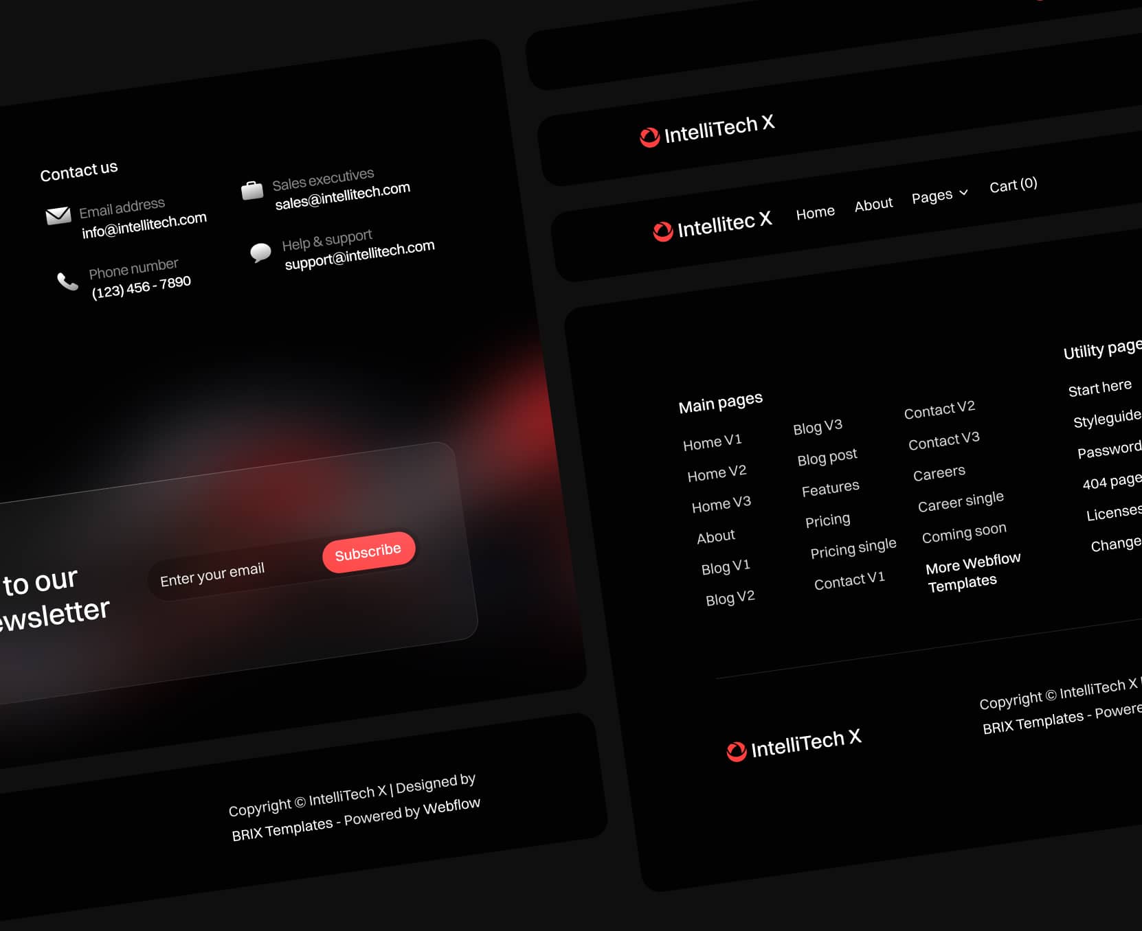 IntelliTech X - Headers and Footers - Motion Design System Webflow Template
