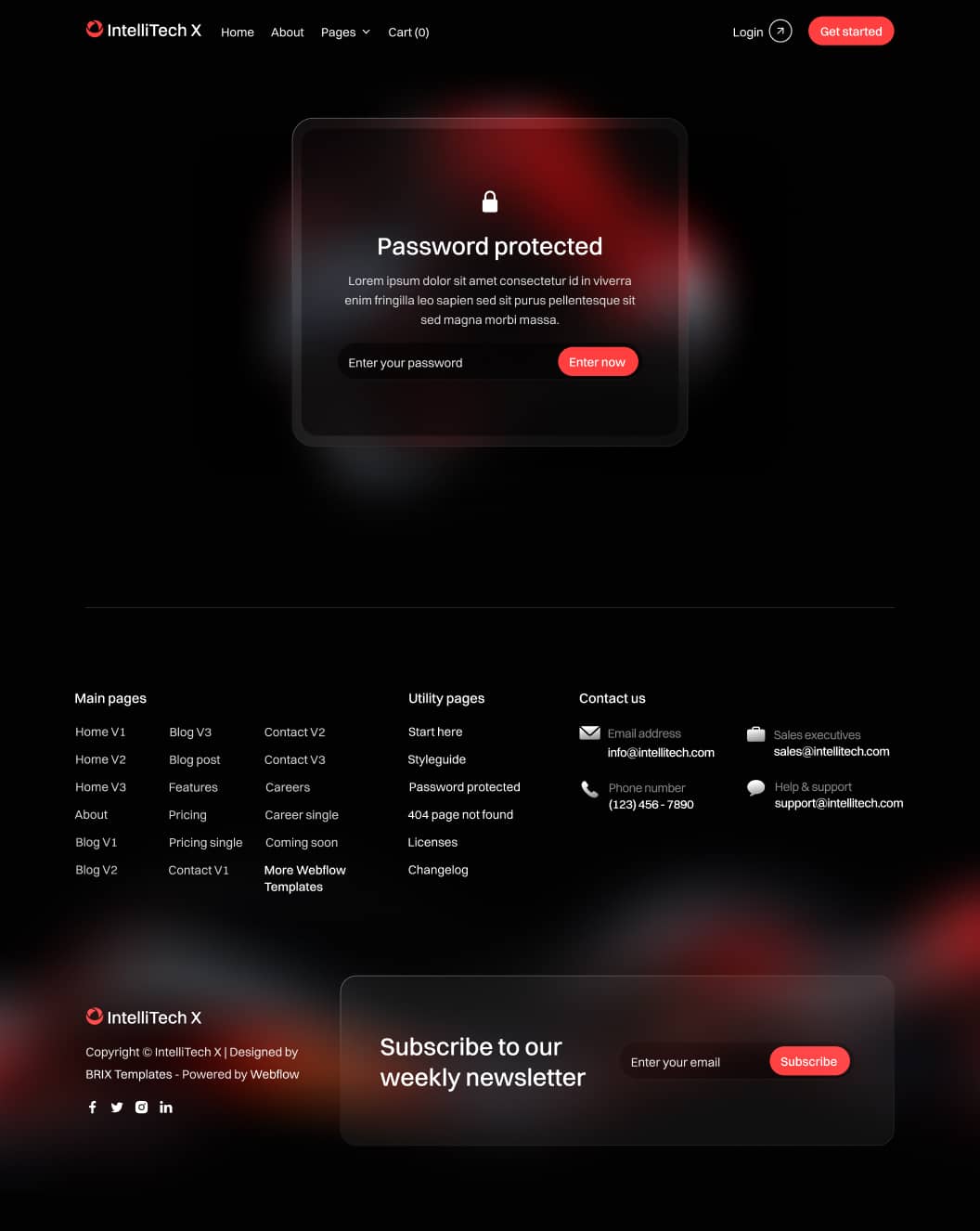 IntelliTech X - Password Protected Page - Motion Design System Webflow Template