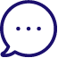 Dark blue speech bubble with three centered dots representing a chat or message.