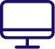 Minimalist dark blue computer monitor icon on white background.