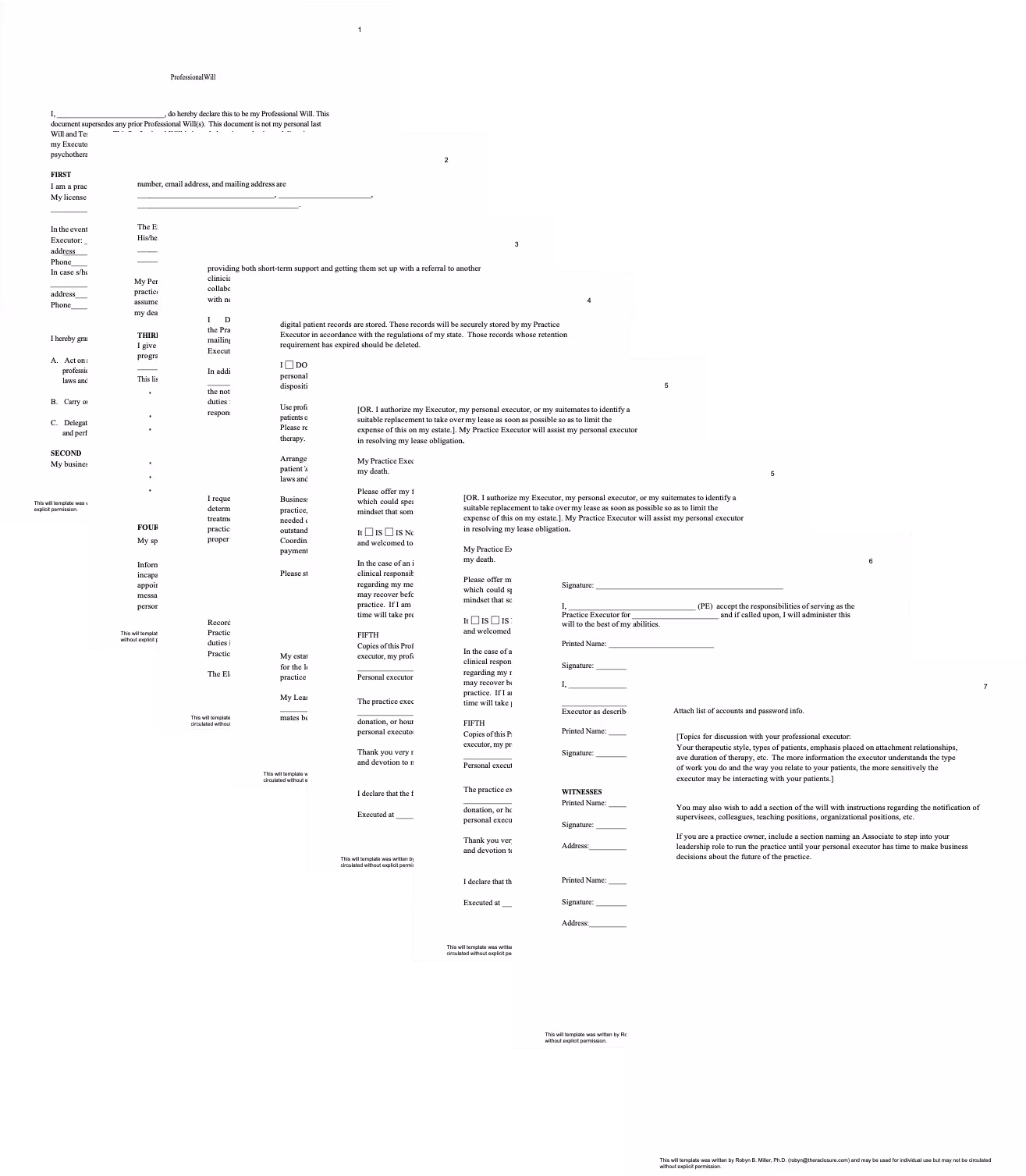 Professional Will template cover image from TheraClosure for therapist planning