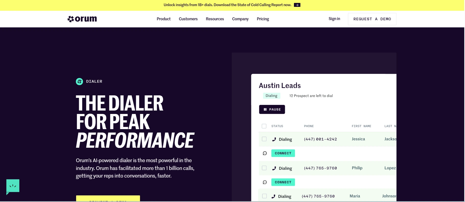 Orum webpage