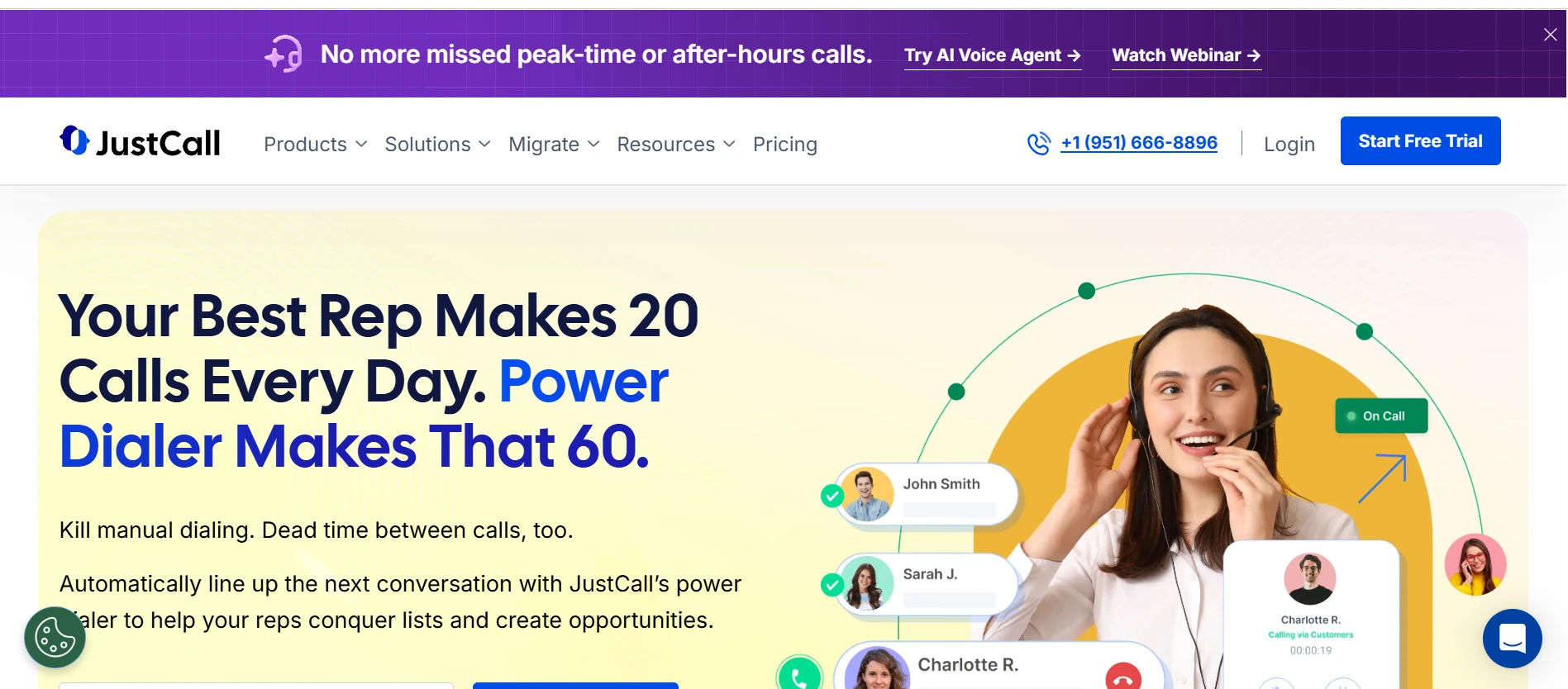 Justcall webpage