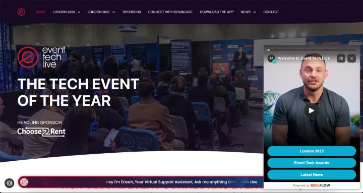 Event Tech Live website with ReelFlow