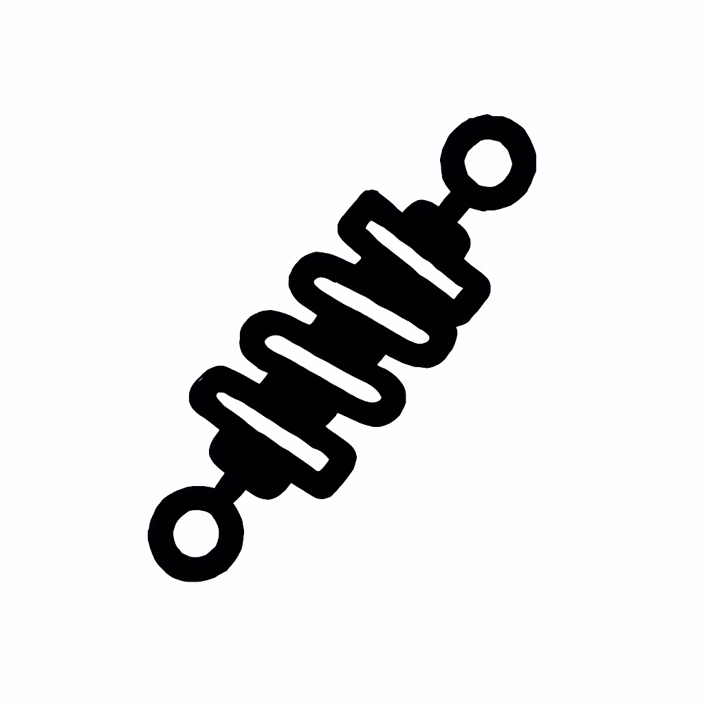 Black silhouette icon of a coiled spring or shock absorber on white background.
