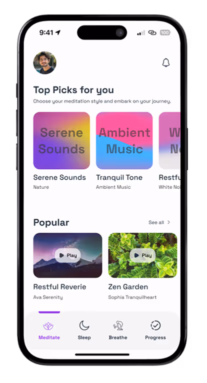 serenimind app in iphone mockup