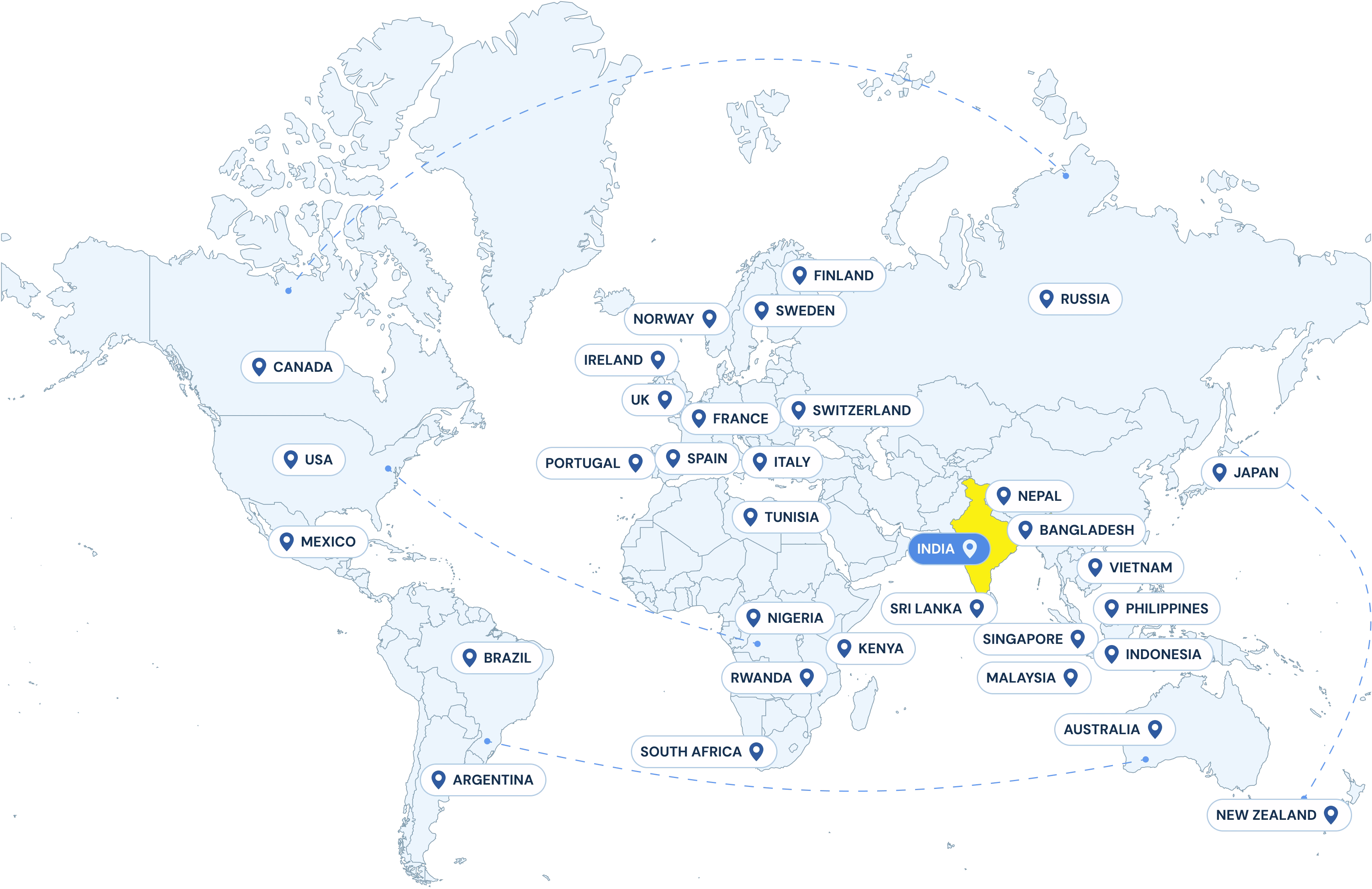 Map of India showing CyberPeace reach