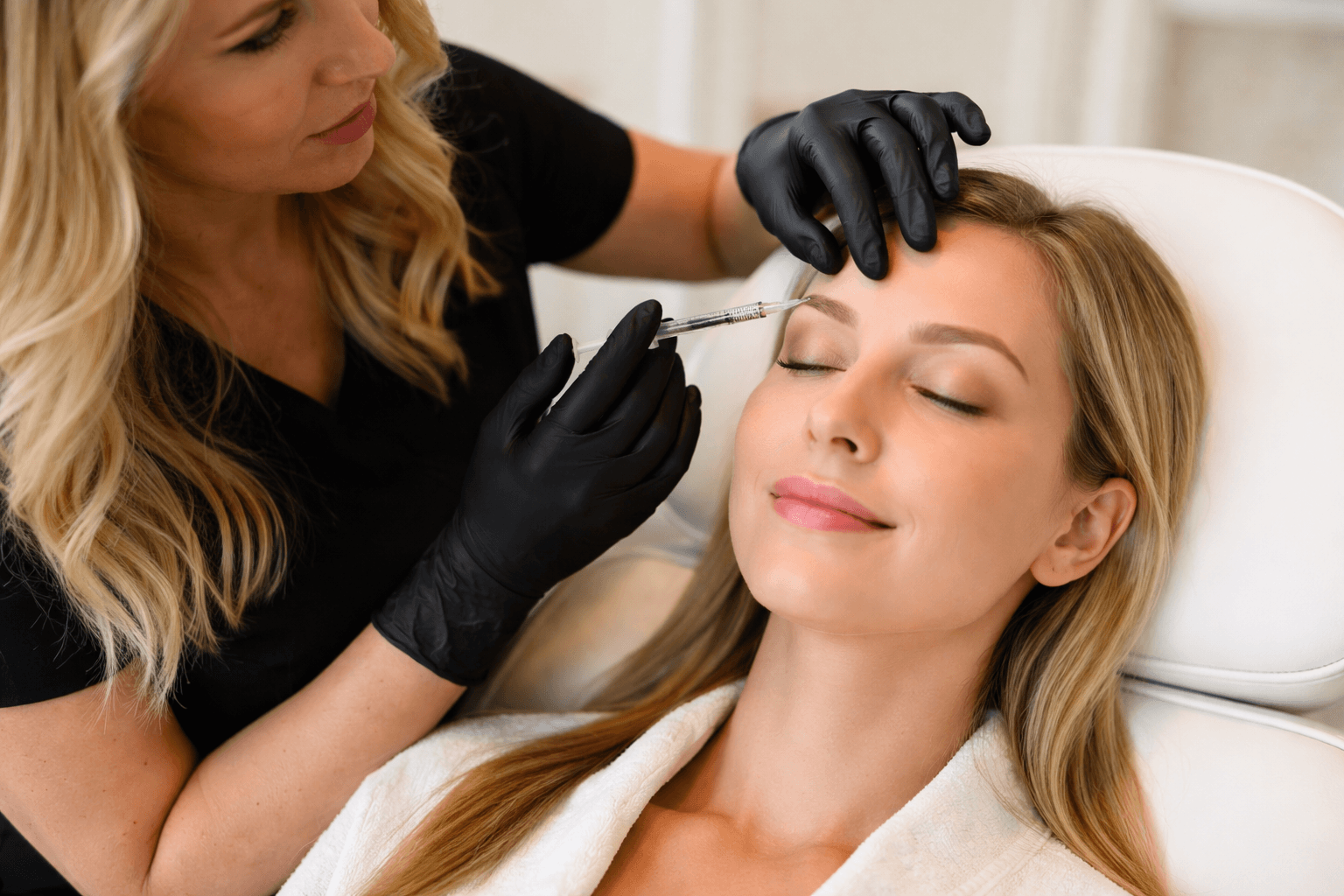 Patient receiving Botox injections during a cosmetic treatment consultation at a medical spa in Georgia.