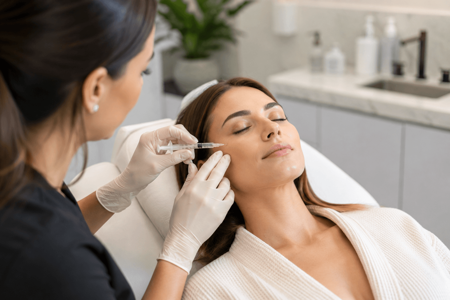 Client receiving Botox treatment at a top medspa in Sandy Springs, Georgia for natural facial rejuvenation