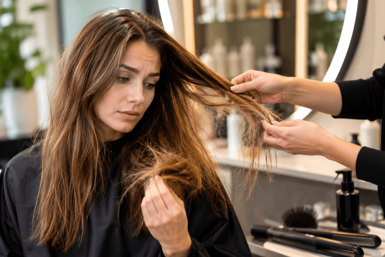 Hair restoration treatment for heat and color damaged hair in Buckhead, Georgia
